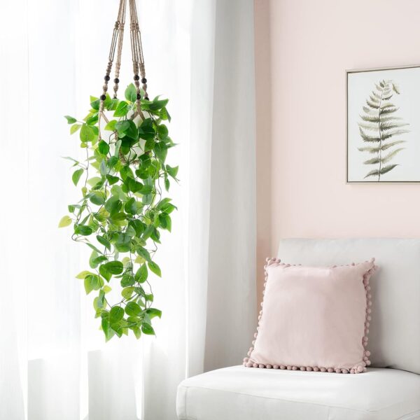 Mkono 2 Packs Fake Hanging Plant with Pot, Artificial Plants - Image 5